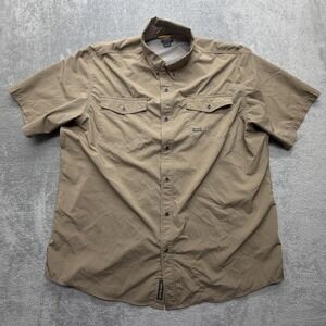 Ariat Rebar Shirt Mens 2XL Beige Short‎ Sleeve Button Front Workwear Outdoor